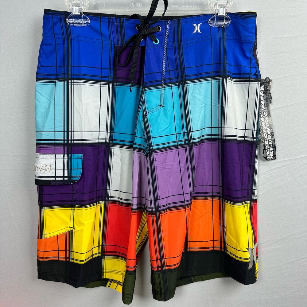 Hurley Phantom Board Shorts Men’s 30 Plaid Stretch